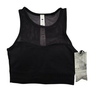 NWT Stori Women's Alibi Bra Onyx Black Mesh Back High Neck Sports Bra Size 2